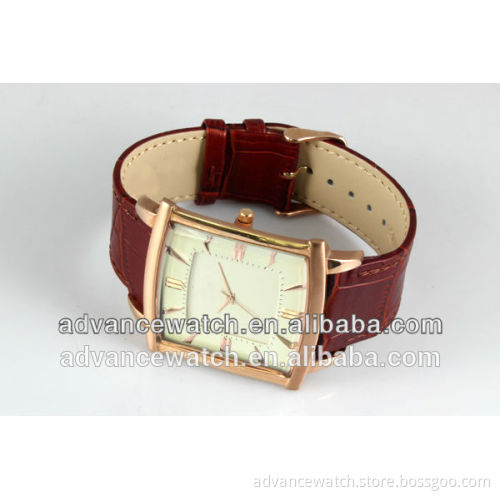 2017 wholesale cheap watch men| square watch with gold stainless steel watch| business watch with genuine leather